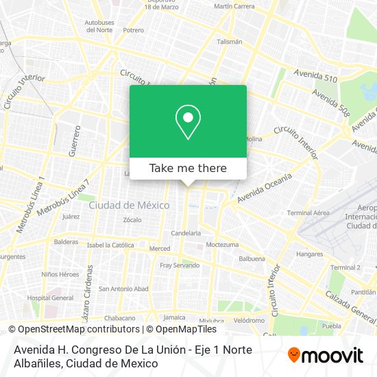 Avenida H. Congreso De La Unión - Eje 1 Norte Albañiles map