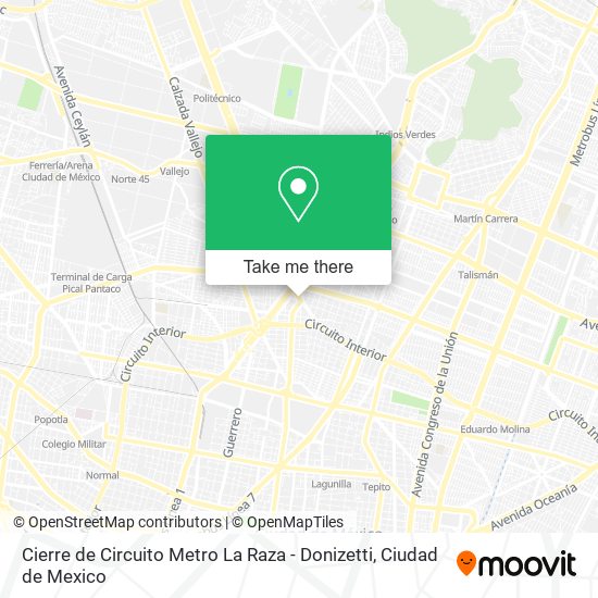 Mapa de Cierre de Circuito Metro La Raza - Donizetti
