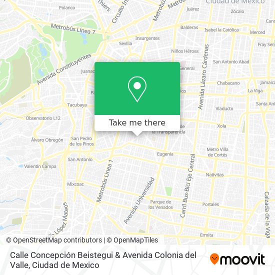 Calle Concepción Beistegui & Avenida Colonia del Valle map