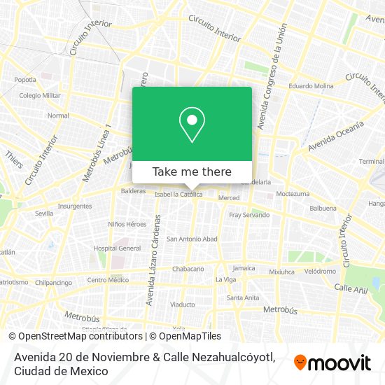 Avenida 20 de Noviembre & Calle Nezahualcóyotl map