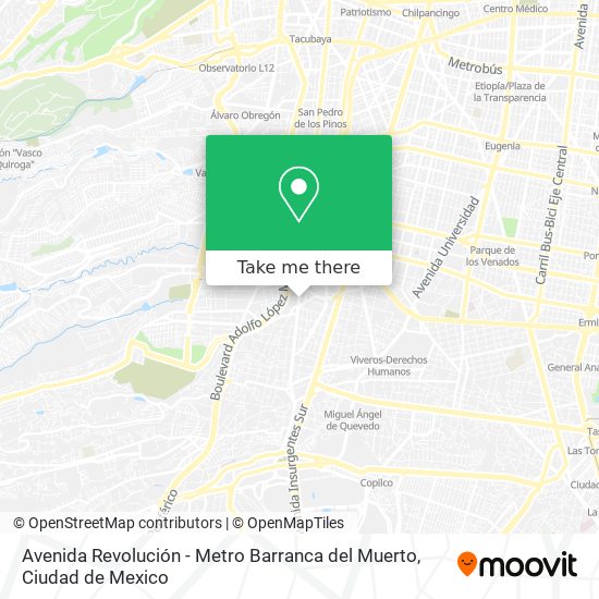 Avenida Revolución - Metro Barranca del Muerto map