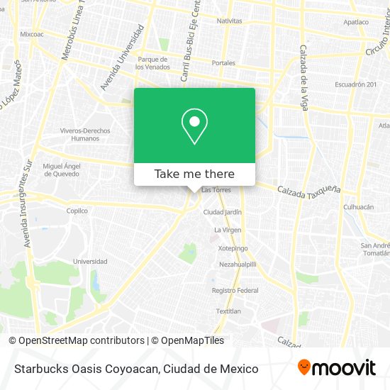 Mapa de Starbucks Oasis Coyoacan
