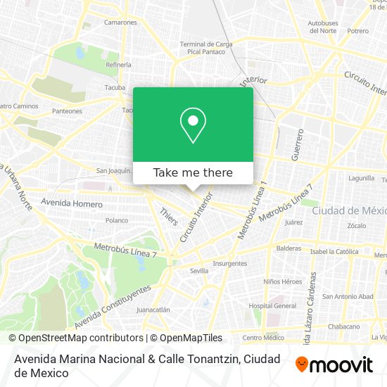 Mapa de Avenida Marina Nacional & Calle Tonantzin