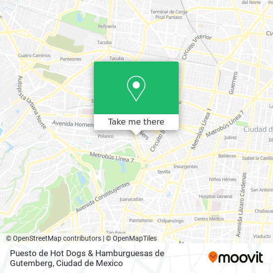 Puesto de Hot Dogs & Hamburguesas de Gutemberg map