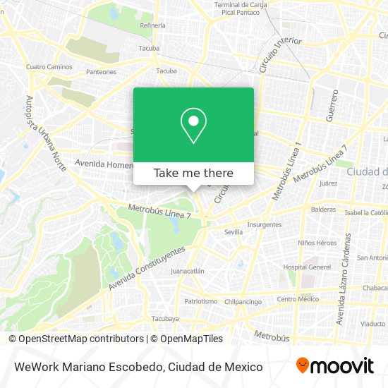 WeWork Mariano Escobedo map