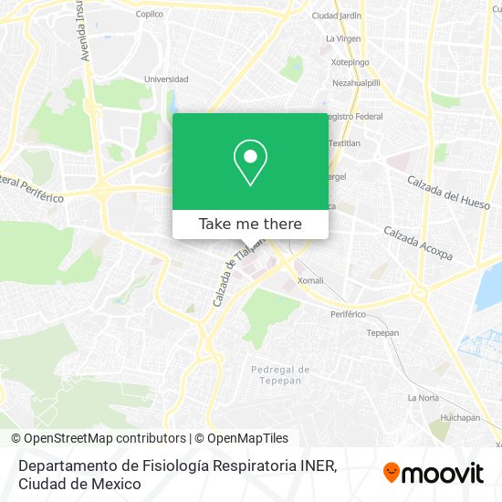 Mapa de Departamento de Fisiología Respiratoria INER