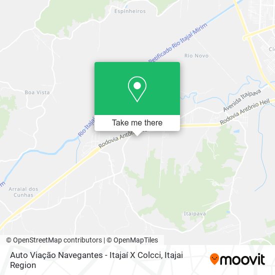 Mapa Auto Viação Navegantes - Itajaí X Colcci