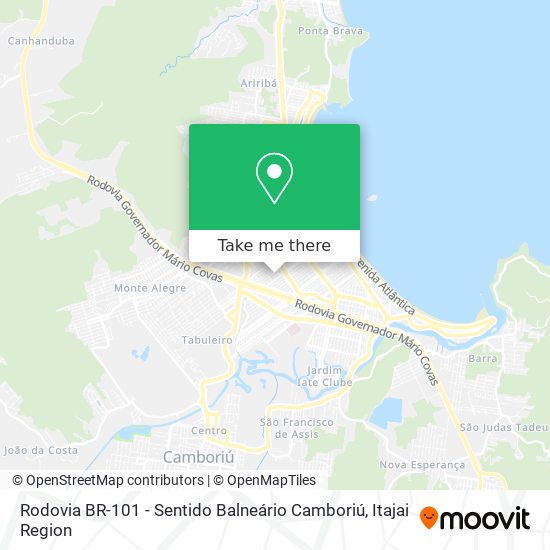 Mapa Rodovia BR-101 - Sentido Balneário Camboriú