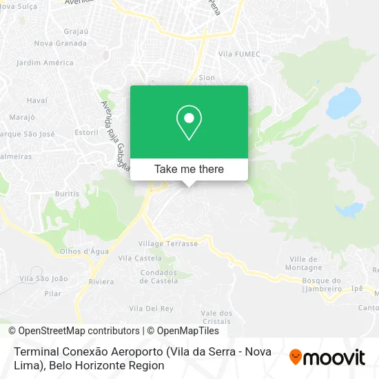 Mapa Terminal Conexão Aeroporto (Vila da Serra - Nova Lima)