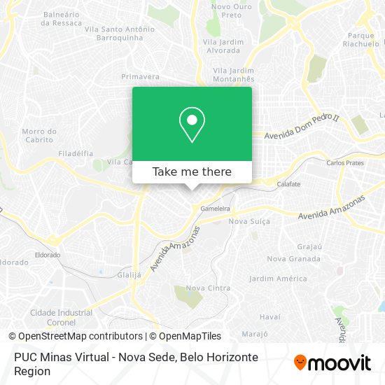 PUC Minas Virtual - Nova Sede map