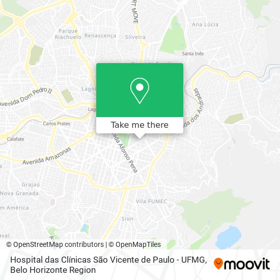 Mapa Hospital das Clínicas São Vicente de Paulo - UFMG