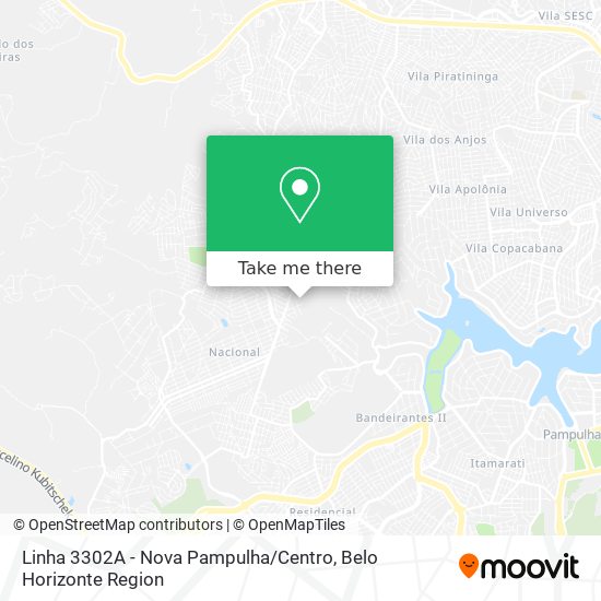 Linha 3302A - Nova Pampulha / Centro map