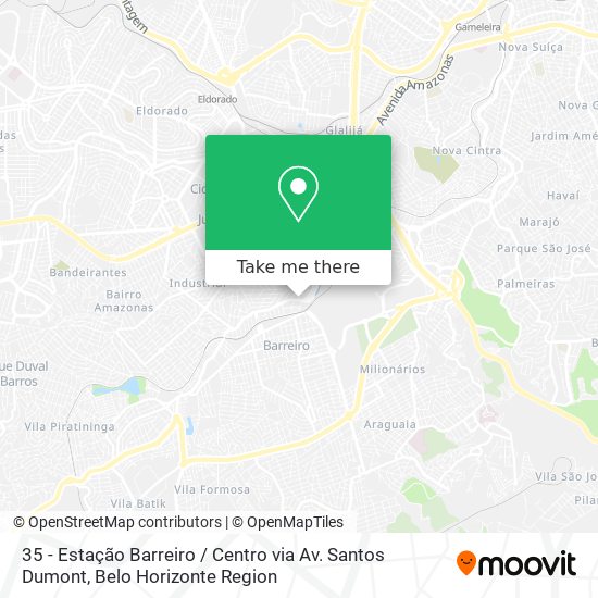 35 - Estação Barreiro / Centro via Av. Santos Dumont map