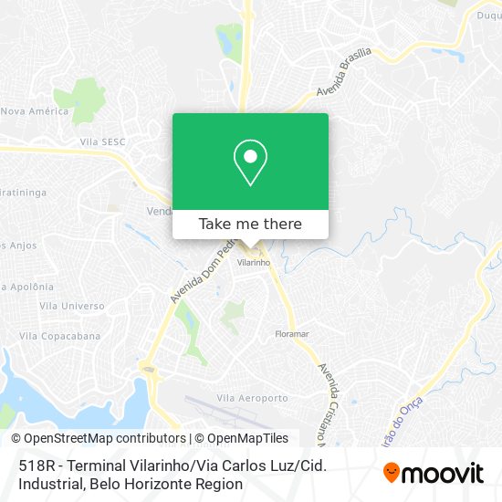518R - Terminal Vilarinho / Via Carlos Luz / Cid. Industrial map