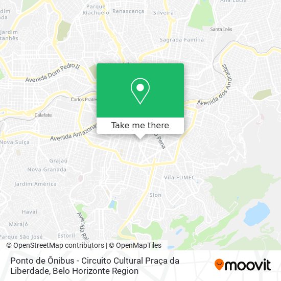 Mapa Ponto de Ônibus - Circuito Cultural Praça da Liberdade