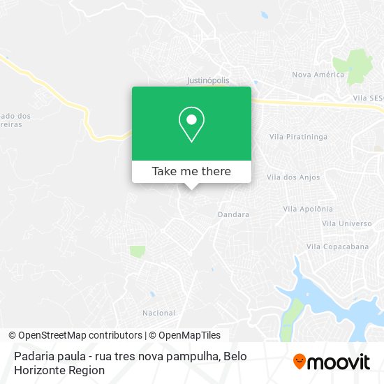 Padaria paula - rua tres nova pampulha map