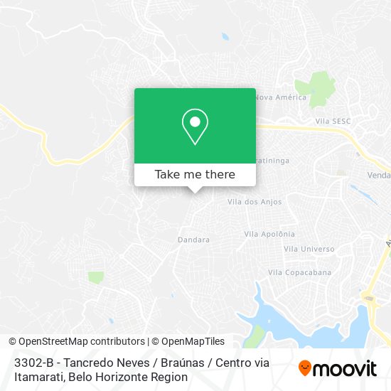 3302-B - Tancredo Neves / Braúnas / Centro via Itamarati map