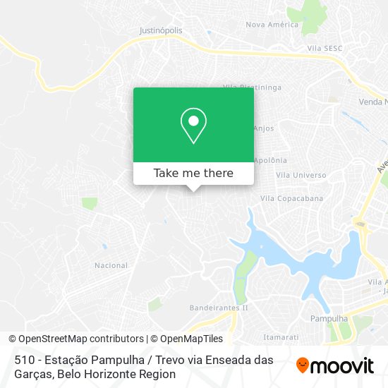 510 - Estação Pampulha / Trevo via Enseada das Garças map