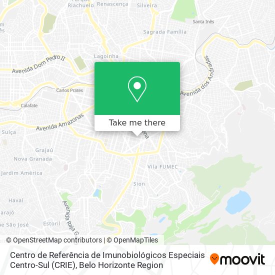 Centro de Referência de Imunobiológicos Especiais Centro-Sul (CRIE) map