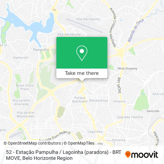 52 - Estação Pampulha / Lagoinha (paradora) - BRT MOVE map