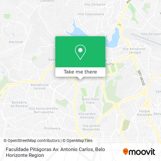 Mapa Faculdade Pitágoras Av. Antonio Carlos