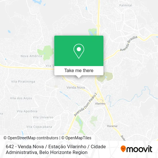 642 - Venda Nova / Estação Vilarinho / Cidade Administrativa map