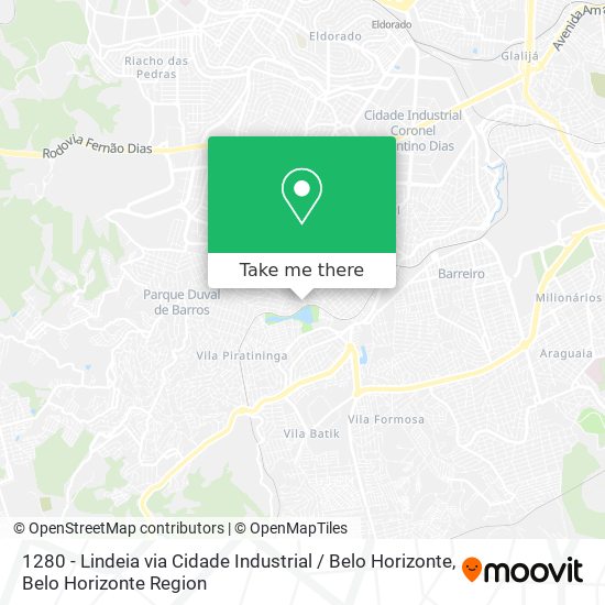1280 - Lindeia via Cidade Industrial / Belo Horizonte map