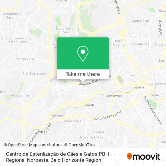 Mapa Centro de Esterilização de Cães e Gatos PBH - Regional Noroeste