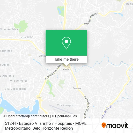 512-H - Estação Vilarinho / Hospitais - MOVE Metropolitano map