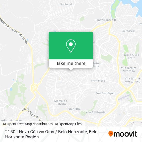2150 - Novo Céu via Oitis / Belo Horizonte map