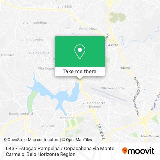 643 - Estação Pampulha / Copacabana via Monte Carmelo map