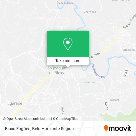 Bicas Fogões map