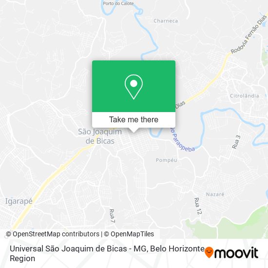 Universal São Joaquim de Bicas - MG map