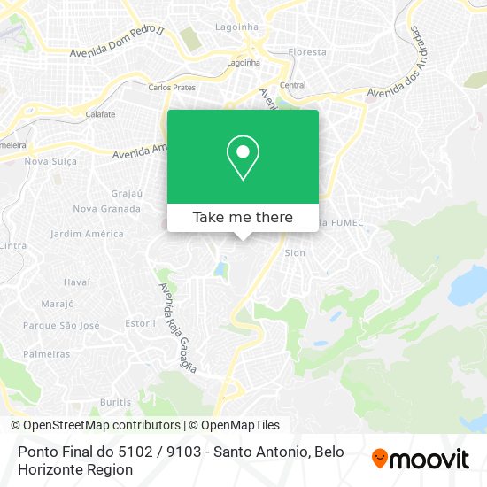 Ponto Final do 5102 / 9103 - Santo Antonio map
