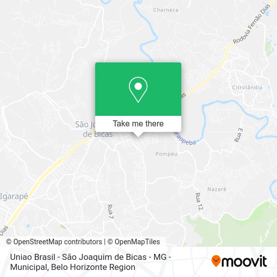 Uniao Brasil - São Joaquim de Bicas - MG - Municipal map