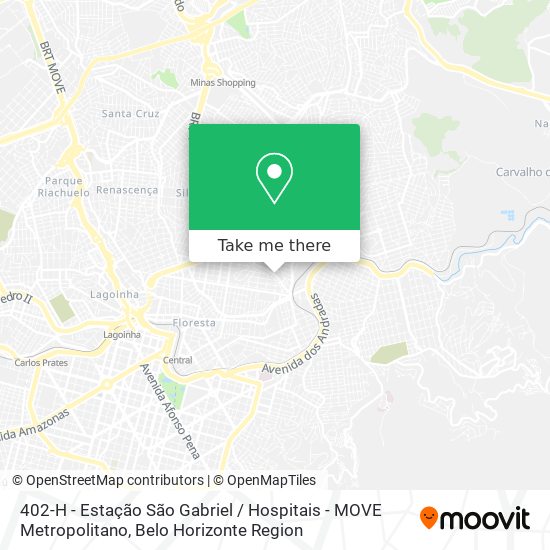 402-H - Estação São Gabriel / Hospitais - MOVE Metropolitano map