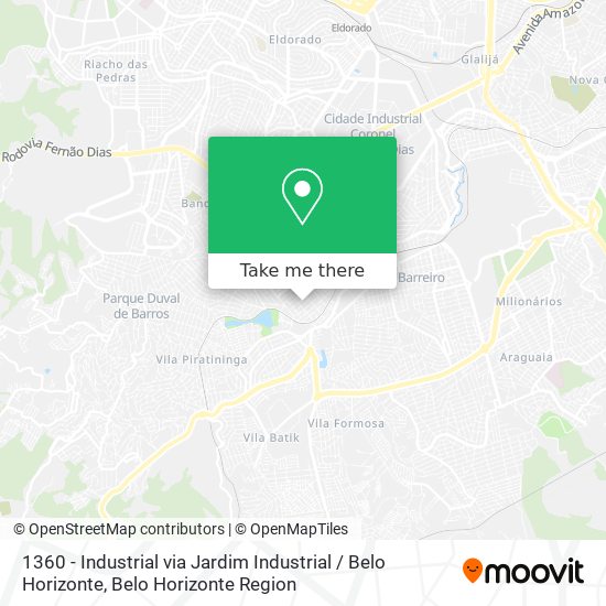 1360 - Industrial via Jardim Industrial / Belo Horizonte map
