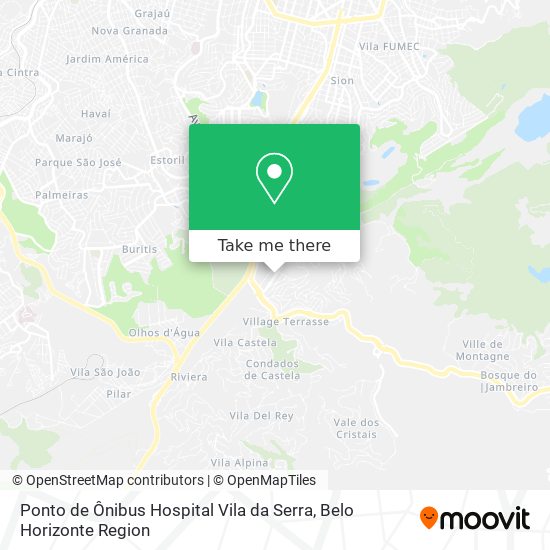 Mapa Ponto de Ônibus Hospital Vila da Serra