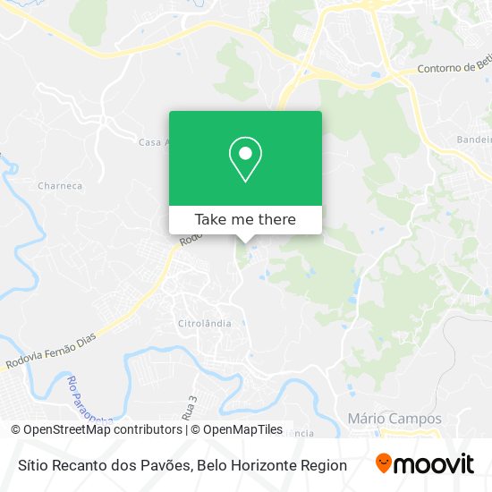 Sítio Recanto dos Pavões map