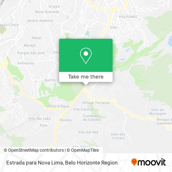 Mapa Estrada para Nova Lima