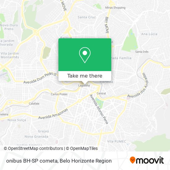 onibus BH-SP cometa map