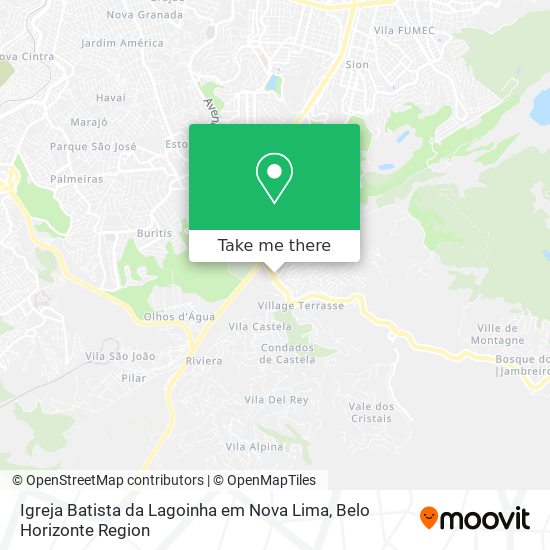 Mapa Igreja Batista da Lagoinha em Nova Lima