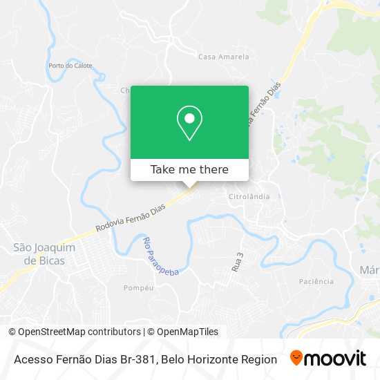 Acesso Fernão Dias Br-381 map