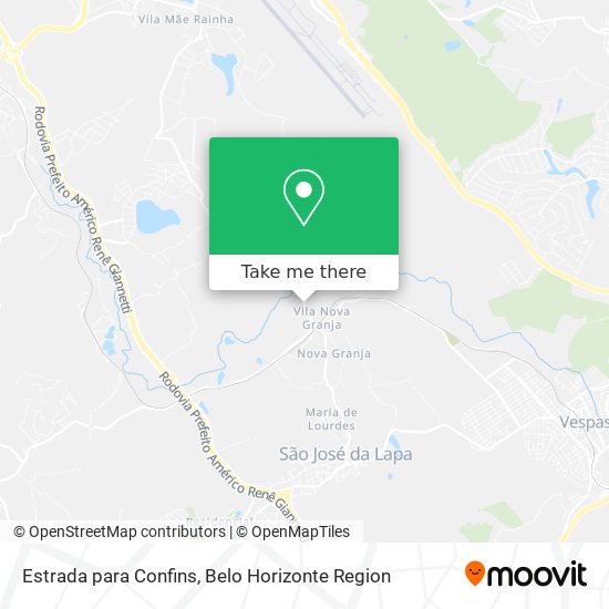 Estrada para Confins map