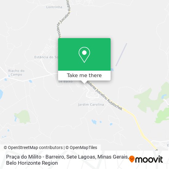 Praça do Milito - Barreiro, Sete Lagoas, Minas Gerais map