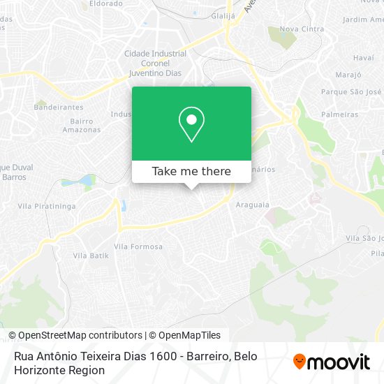 Rua Antônio Teixeira Dias 1600 - Barreiro map