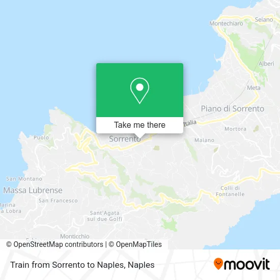 Train from Sorrento to Naples map
