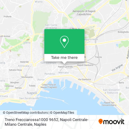 Treno Frecciarossa1000 9652, Napoli Centrale-Milano Centrale map