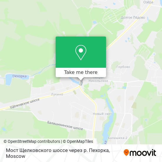 Мост Щелковского шоссе через р. Пехорка map