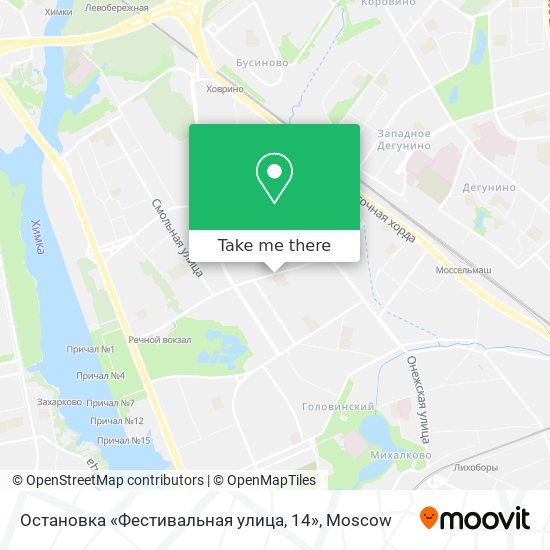 Остановка «Фестивальная улица, 14» map